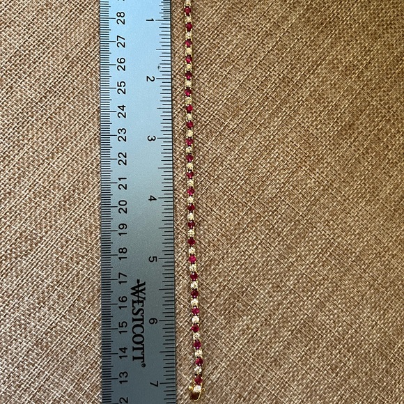 Elegant Gold and Red Bracelet Gold plated on 925 silver - Picture 6 of 7